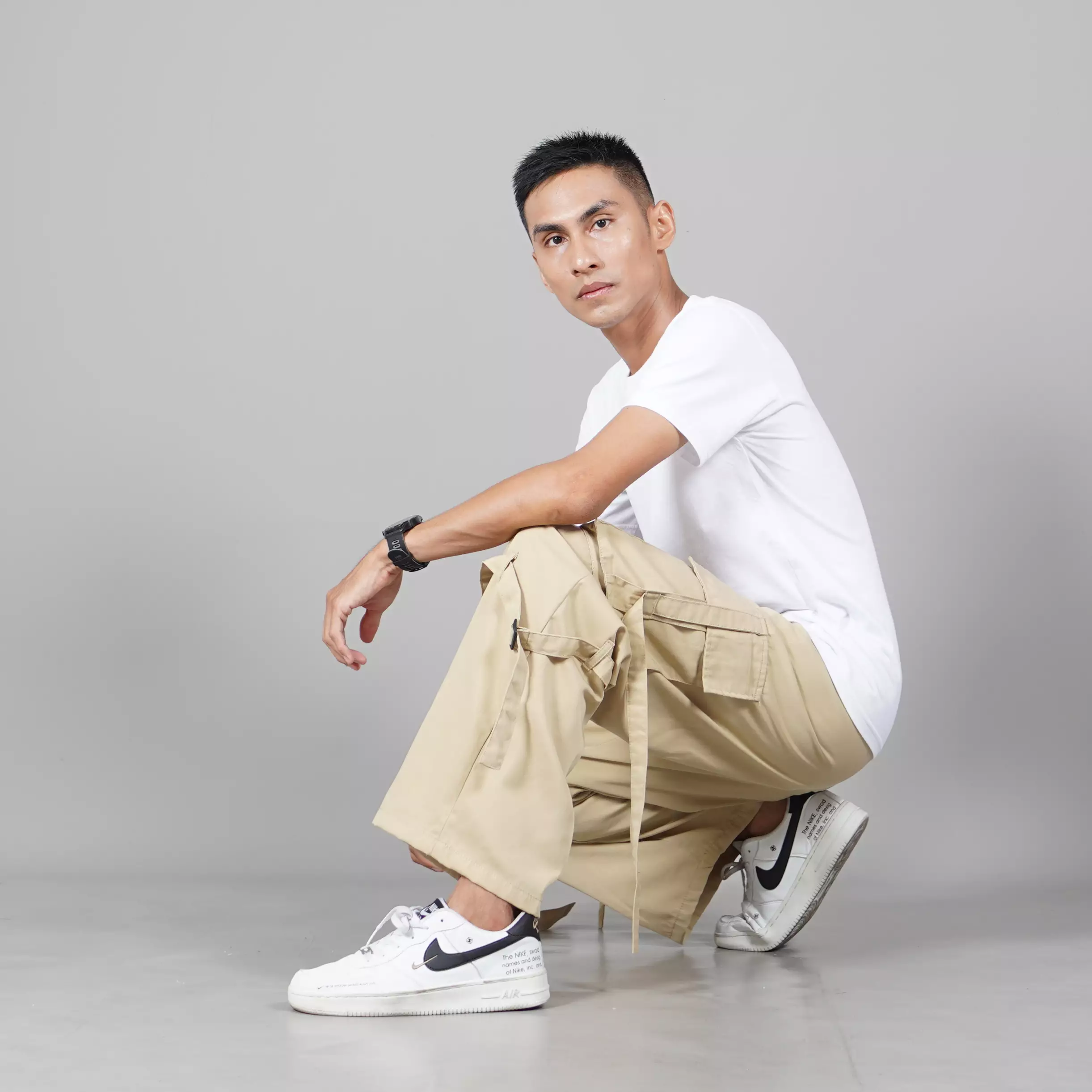  JAMES Celana Panjang Cargo Pria Celana Cargo Panjang Pria - KREM