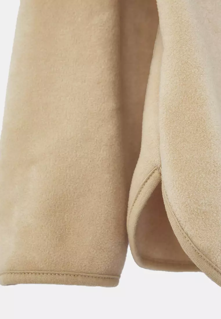 Beige Hooded Thick Fleece Knit Sweatshirt