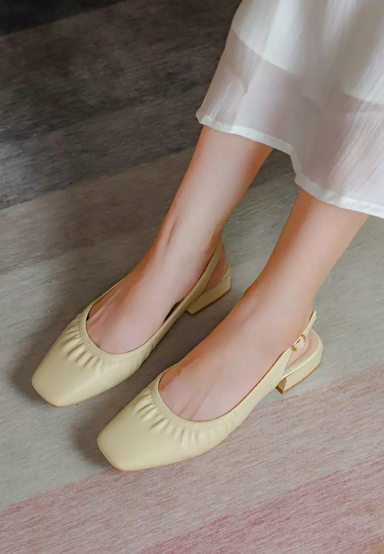 Microfiber Leather Slingback Mid Heel BY3618-9