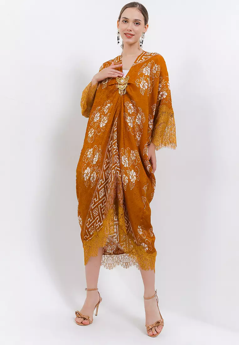 Rizqina Dress Batik Qistina Gold / Batik Viscose / Batik Viscose Wanita