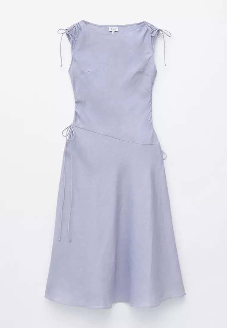 Flared Linen Midi Dress