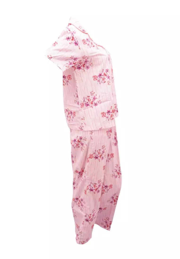 Luludi Piyama LNP 5122 - Pink motif bunga