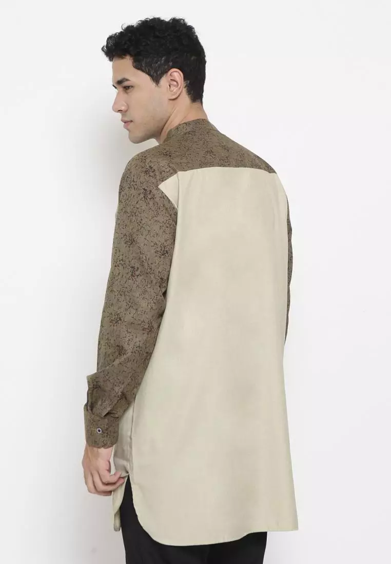 Zayidan Baju Koko Gamis Muslim Pria Fudail Pjg - Cream Polos