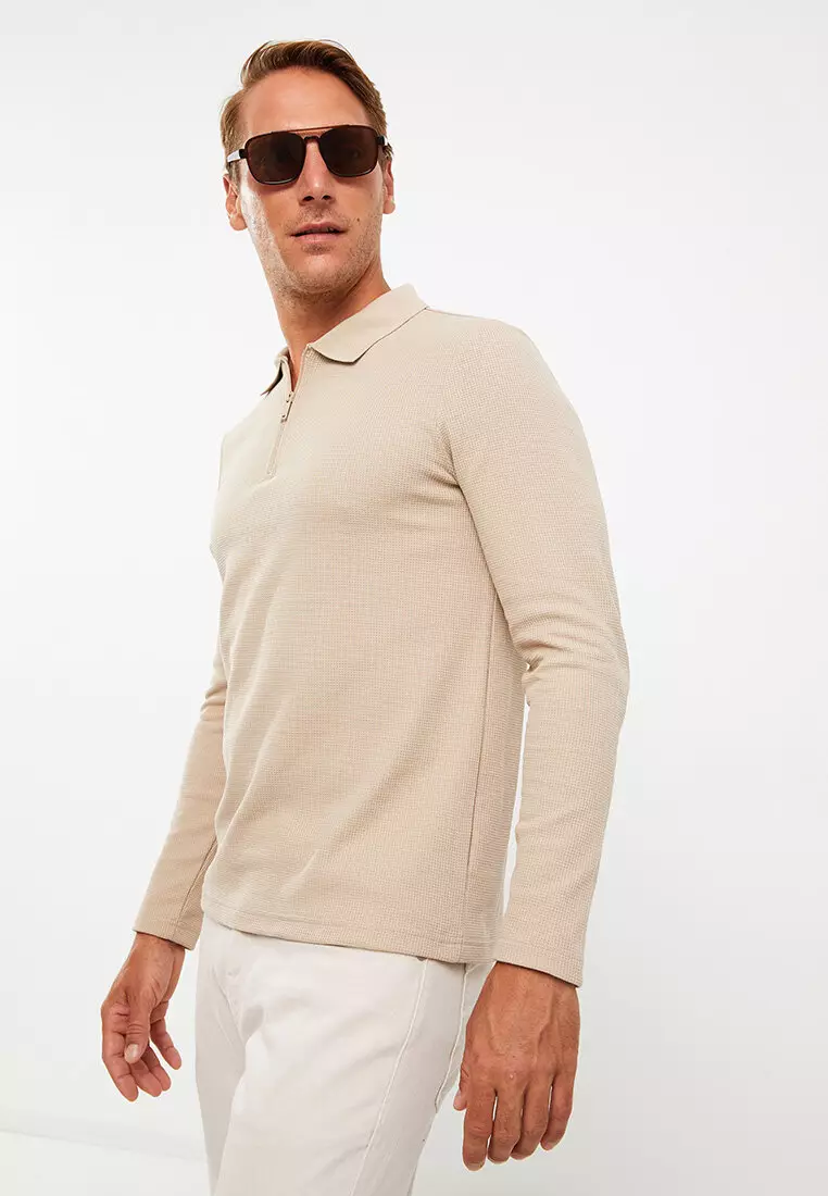 Mens polo neck sweatshirts clearance