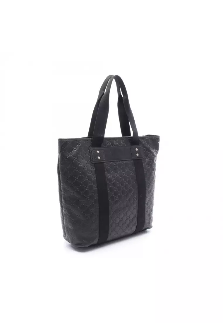 Pre-Loved Gucci gucci sima sherry line Handbag tote bag leather black