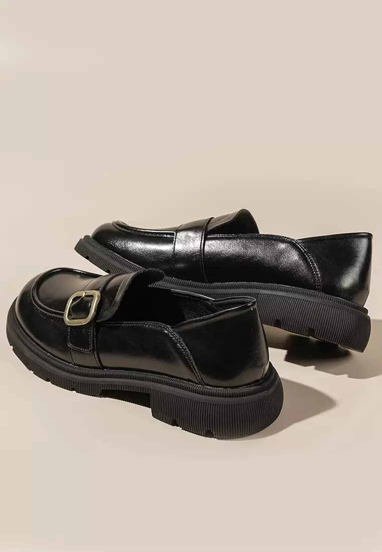 VANSA Fashion Buckle Platform Loafers VSW-F3033-1
