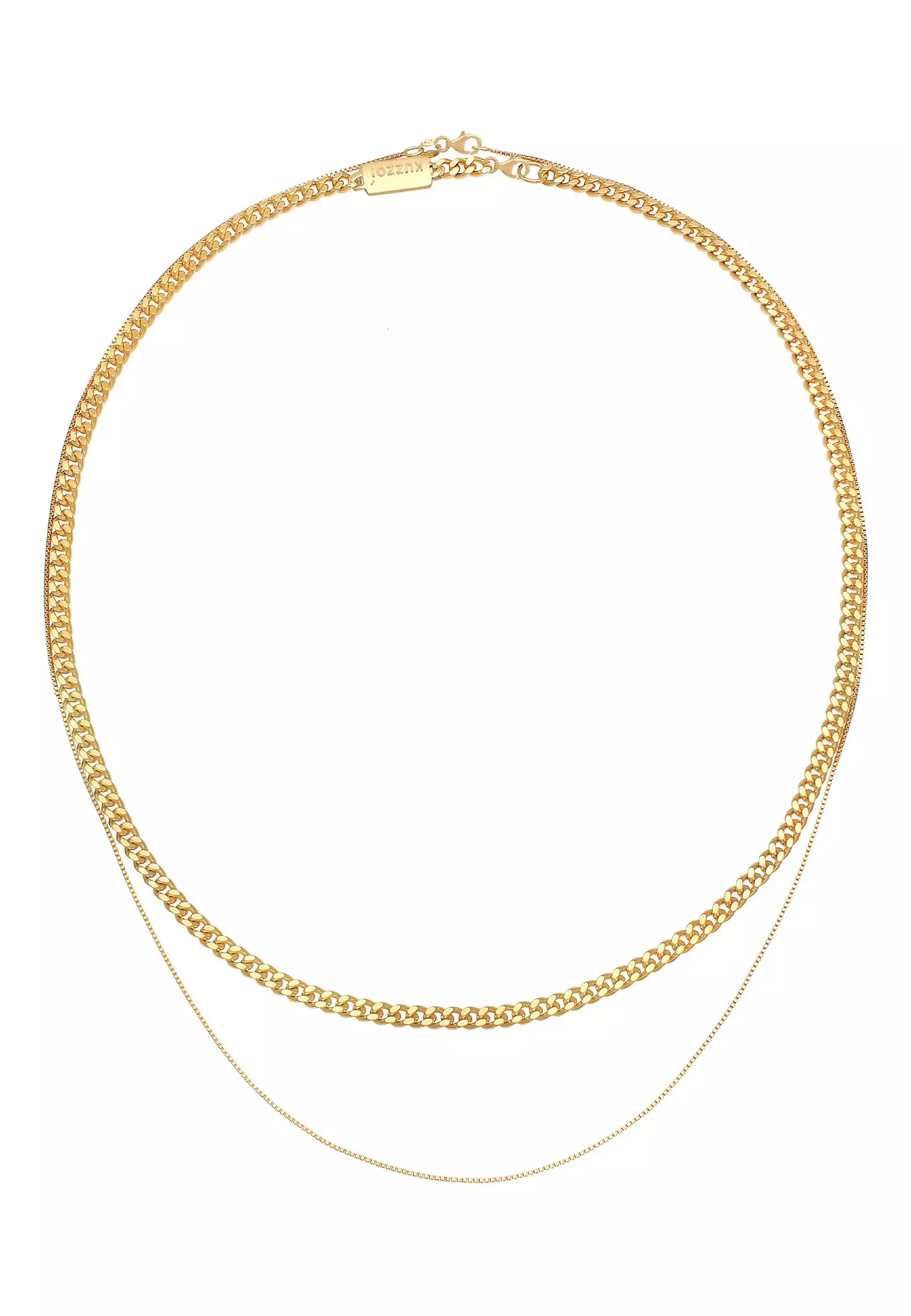 Necklace Men Set Curb ChainVenetian ChainBasic Blogger Trend Gold Plated