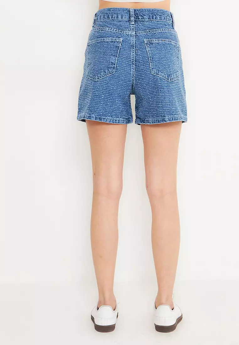 Blue High Waist City Boy Denim Shorts Twoss25Sr00144