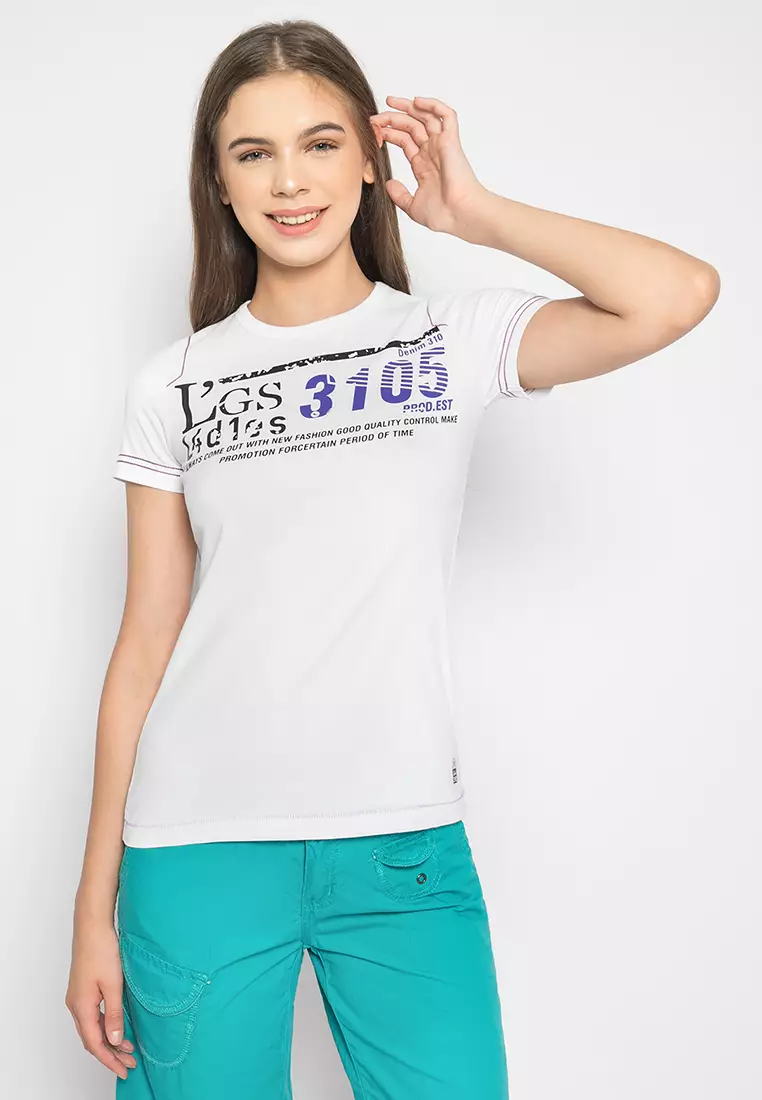 Jual LGS LGS - Kaos Wanita Model Sablon Warna Putih LLTS.555.K717M.019 ...