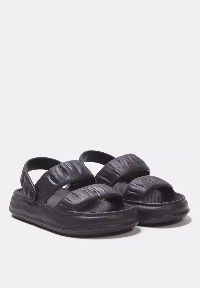 Black Double Band Light Sole Women Eva Sandals Slippers Takss25Sd00032