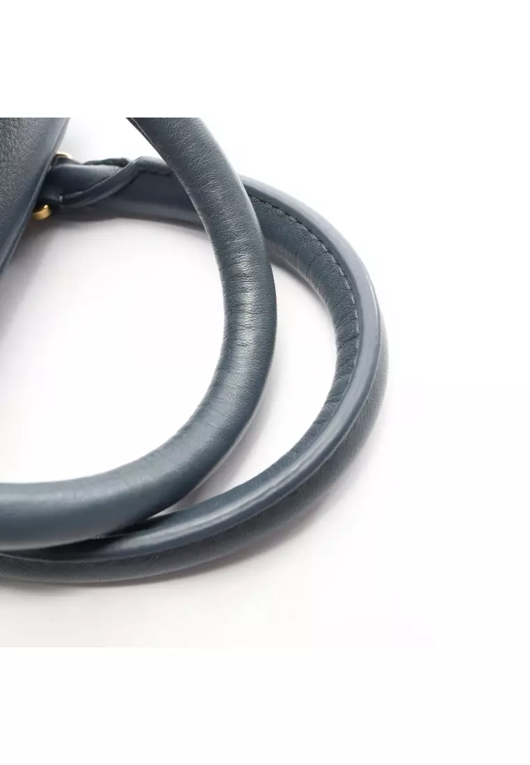 Pre-Loved LOEWE Amazona 16 Square Handbag leather dark blue 2WAY