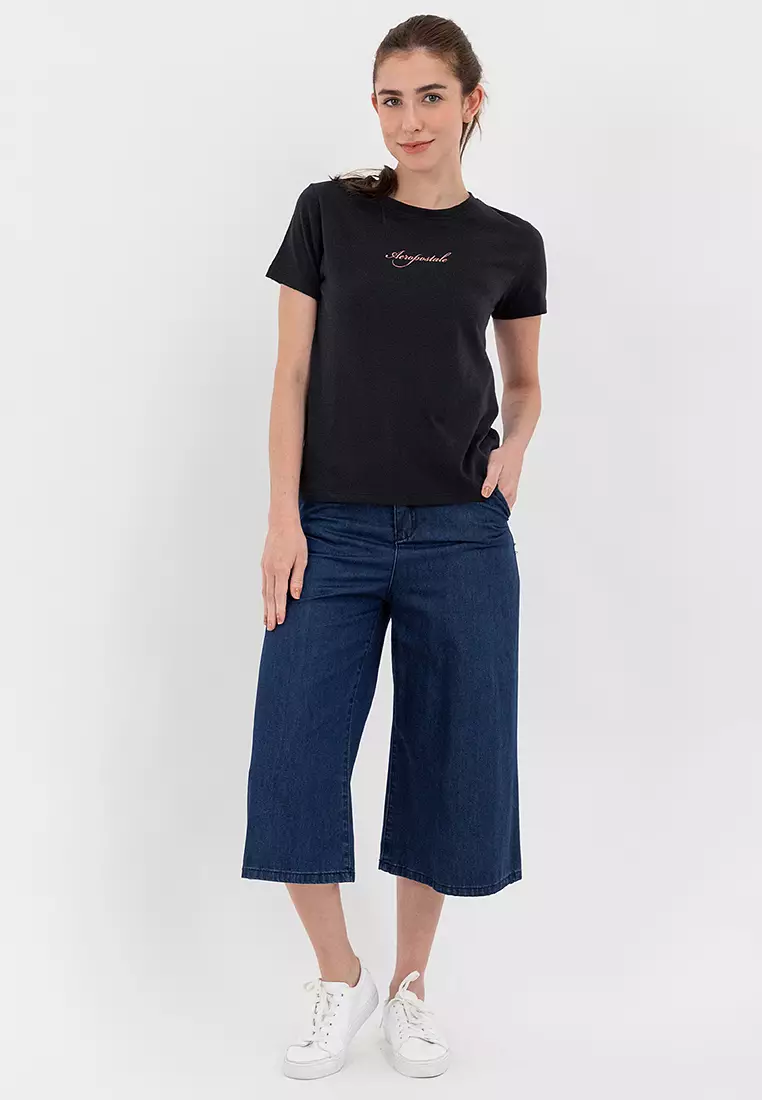 Online Exclusive Ladies Script Logo Tee Black