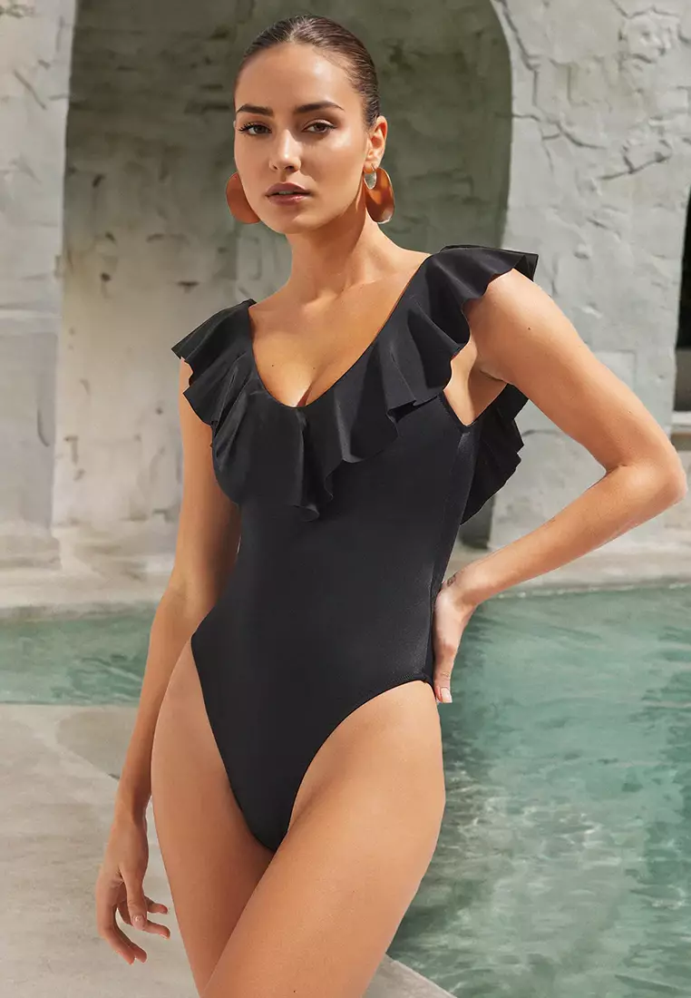 V-Neck Flounce Regular Swimsuit
