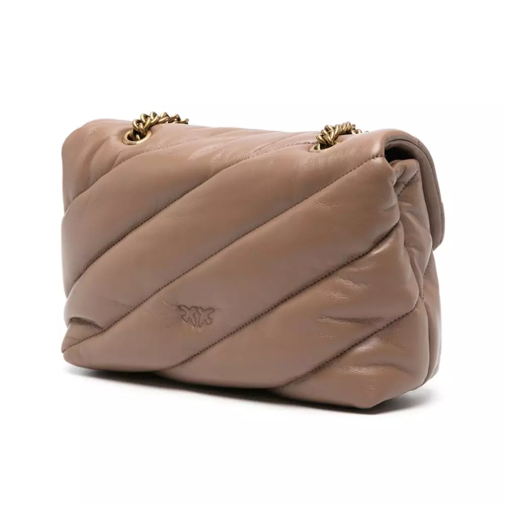 Classic Love Bag Puff Maxi Quilt Medium Shoulder Bag Dark Beige