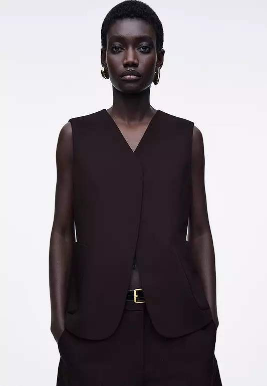 Wrap-Front Linen-Blend Waistcoat