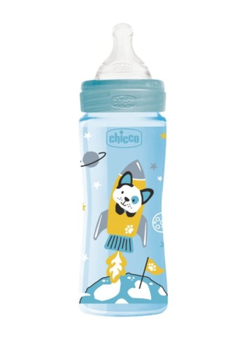 Chicco blue Well Being Baby Feeding Bottle Boy - 330ml Fast Flow (4M+) C663EES3A183FEGS_1