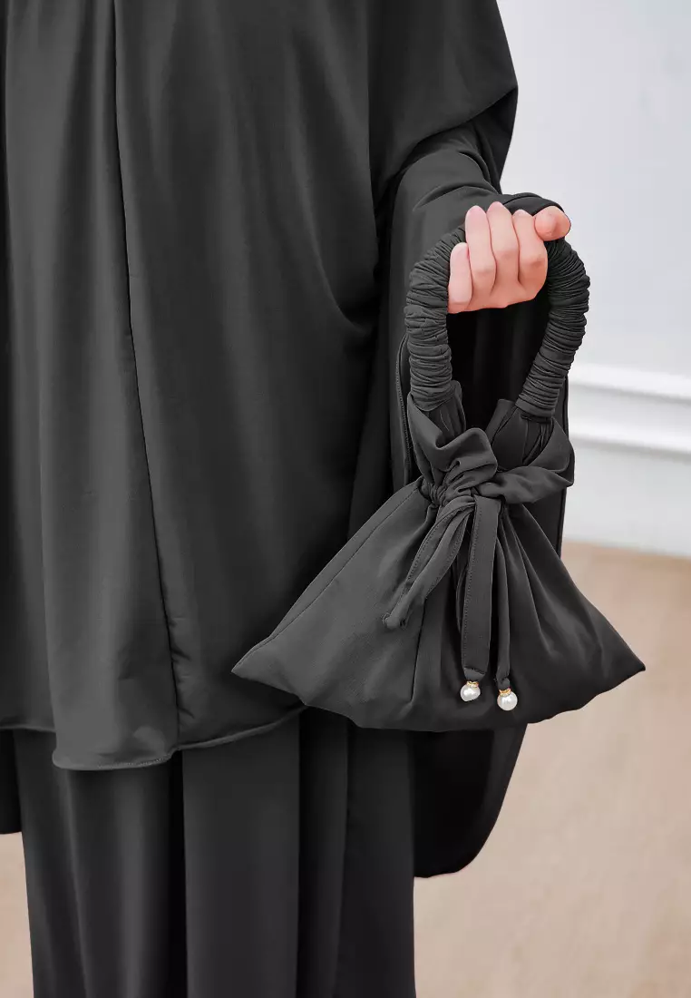 Zelena - Raudhia Prayer Set Anak | Set Mukena French Khimar - Black