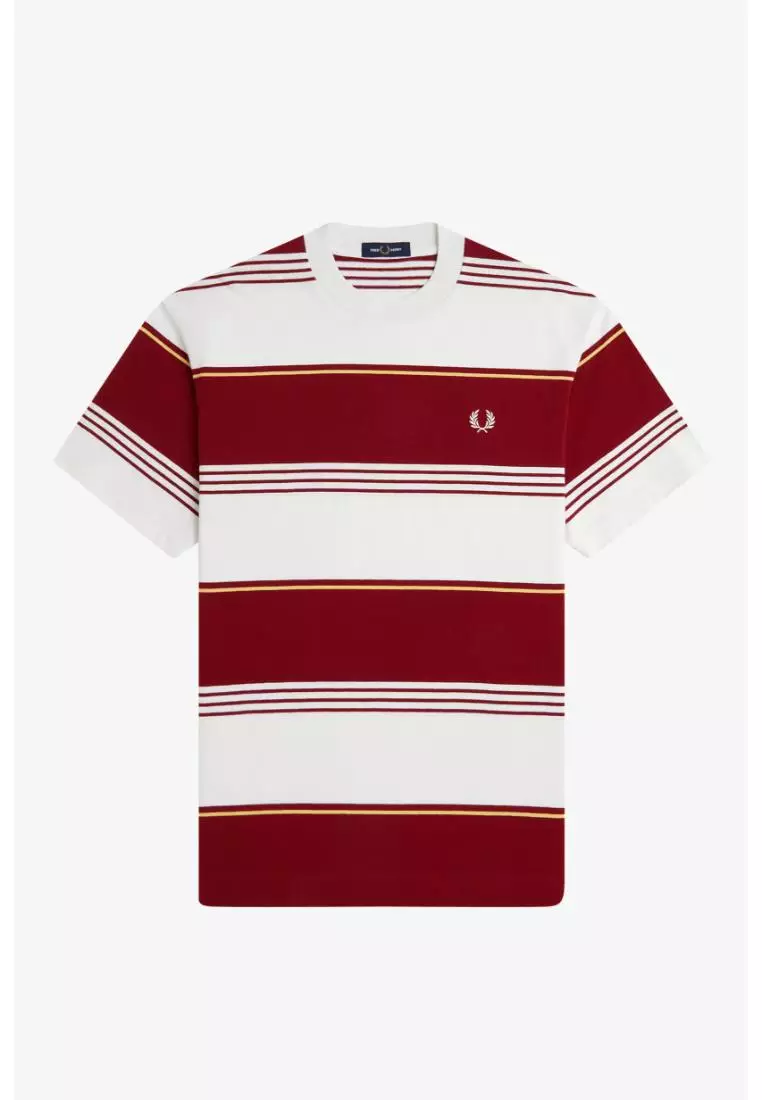 Fred Perry M2410 Heavyweight Striped T-Shirt (Snow White)