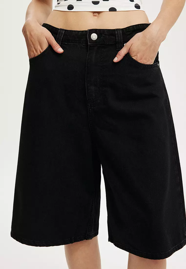 Lyocell Wide Denim Jorts