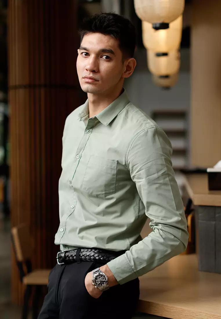 Oxcon Long Sleeve Business Shirt soft cotton Sage