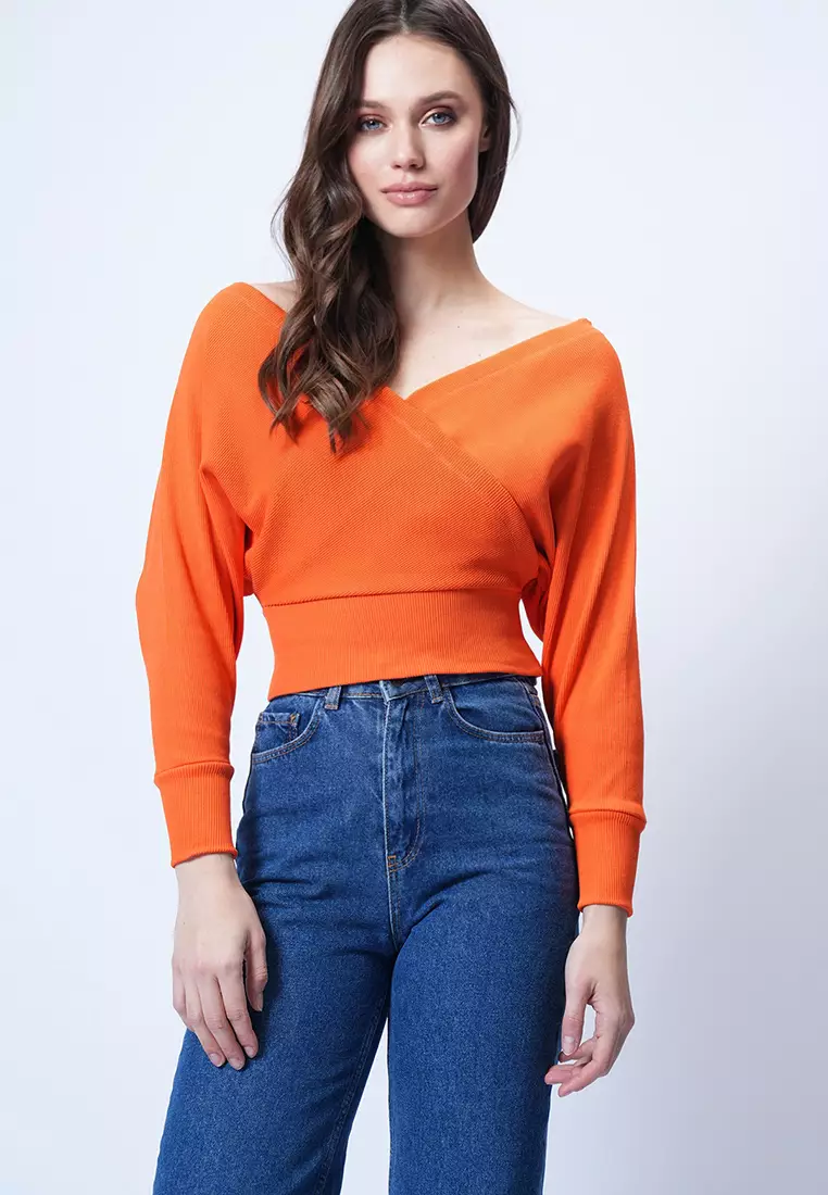 Front Back V-Neck Double Breasted Blouse