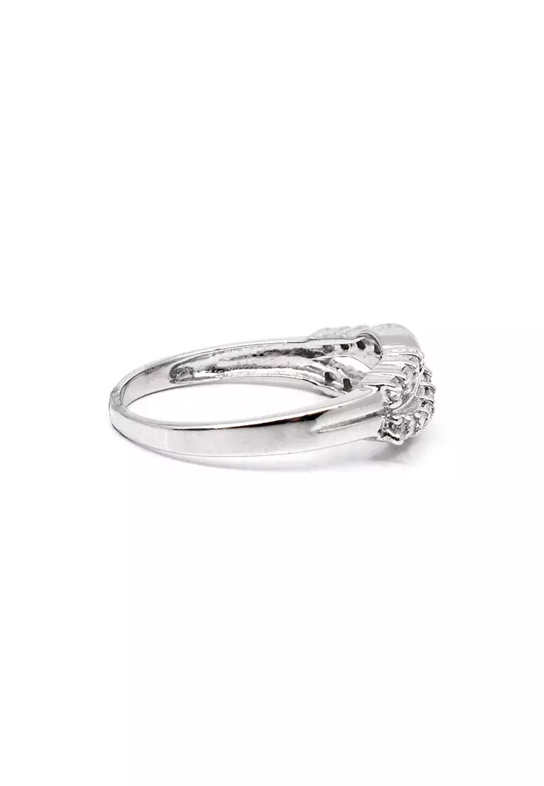 14K Locally Made White Gold Lady Ring with Diamonds