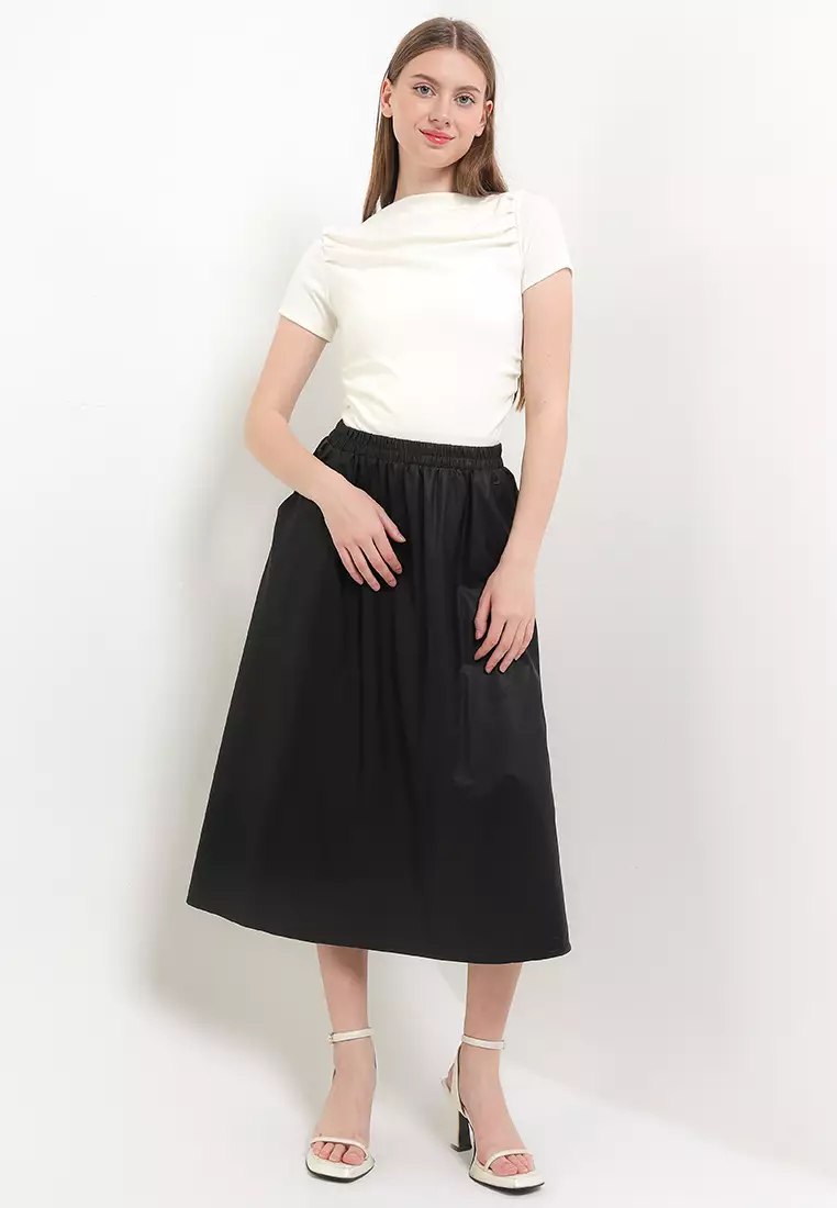 Side Pocket Detail Faux Leather Skirt