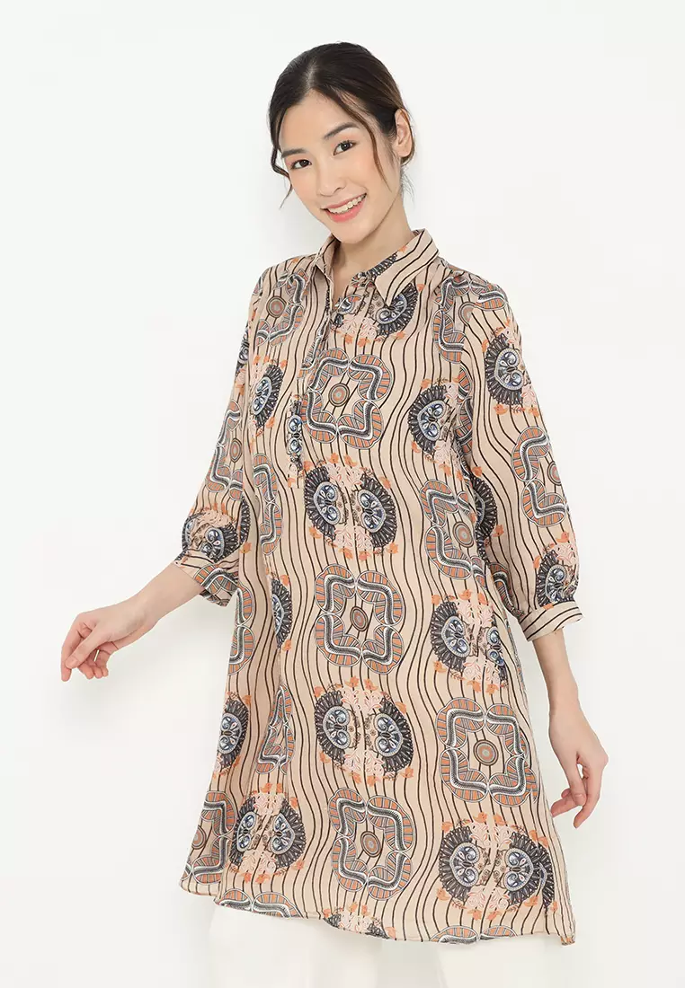 Tunik Motif Batik Warna Coklat Susu By Brilliant Girl Warna BATIK