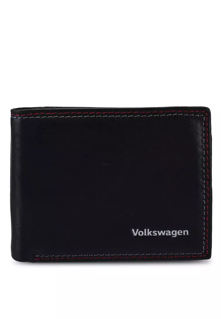 Buy Volkswagen Men's RFID Genuine Leather Bi Fold Center Flap Short ...