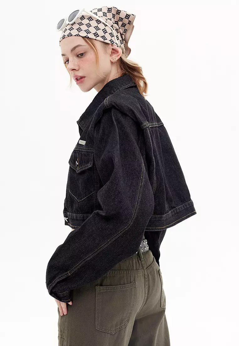Black hacked denim jacket 2025