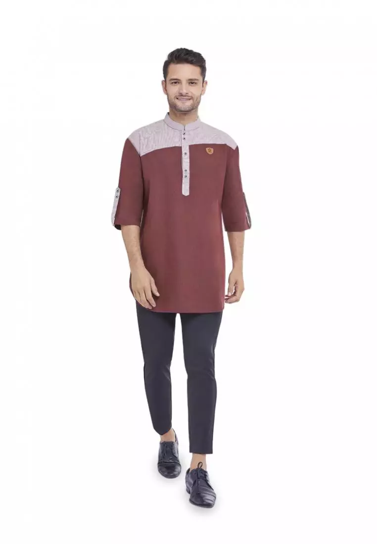 Zayidan Baju Koko Gamis Muslim Pria Mirza - Maroon