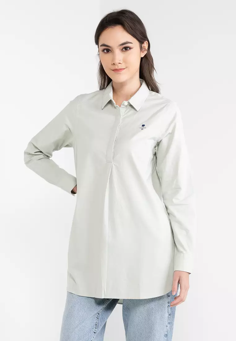 Buy GIORDANO Women s Oxford Woven Collar Long Sleeve Shirt