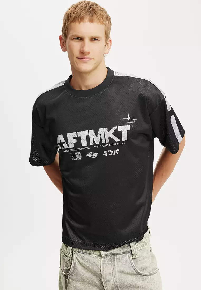 6(ROKU)COTTON NYLON FOOT BALL Tシャツ 6（ロク）の「＜6(ROKU)＞COTTON NYLON FOOT BALL LINE T-SHIRT