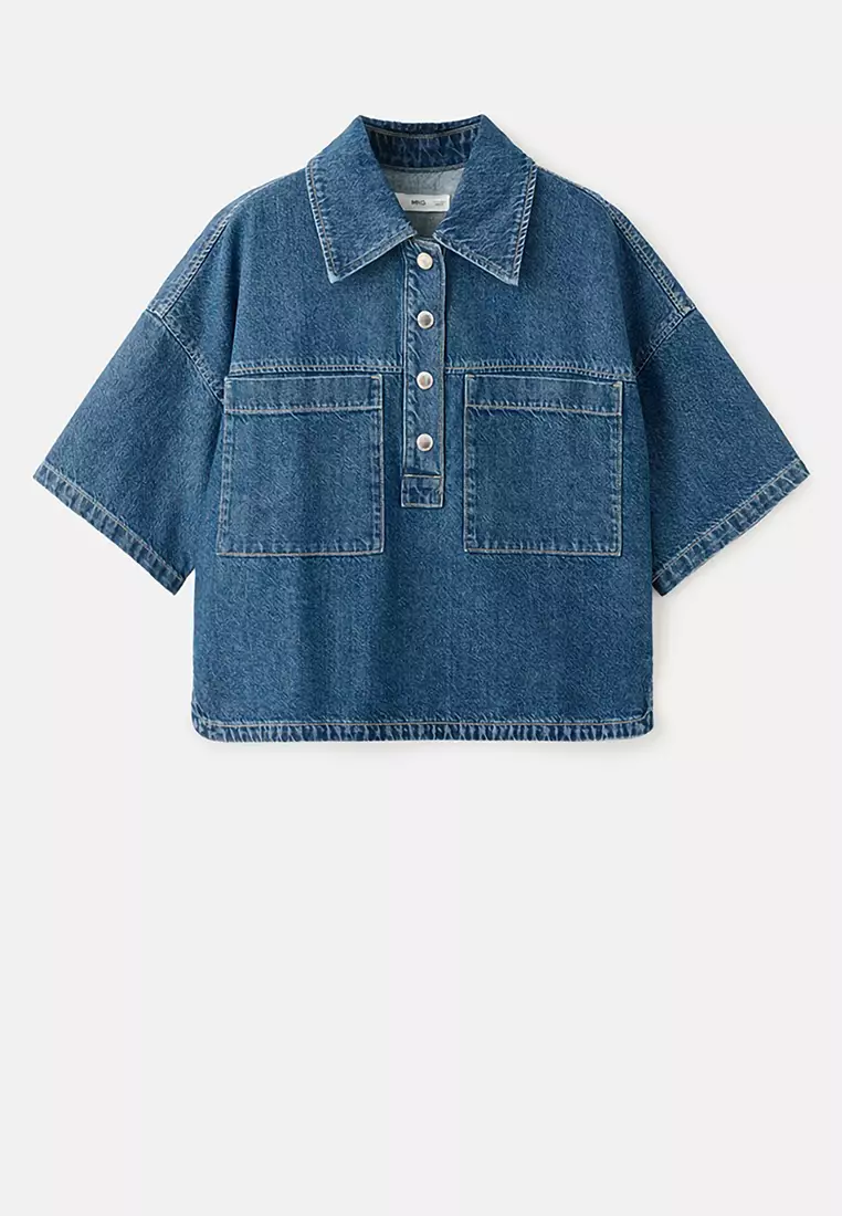 Denim Blouse With Pockets