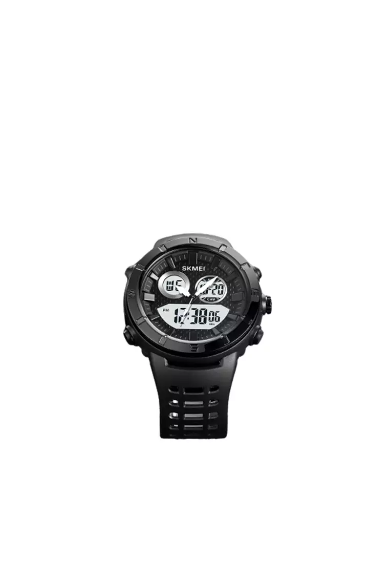 Jam Tangan Pria Analog Digital Sport Alarm Waterproof EL Light - 2014 - Black