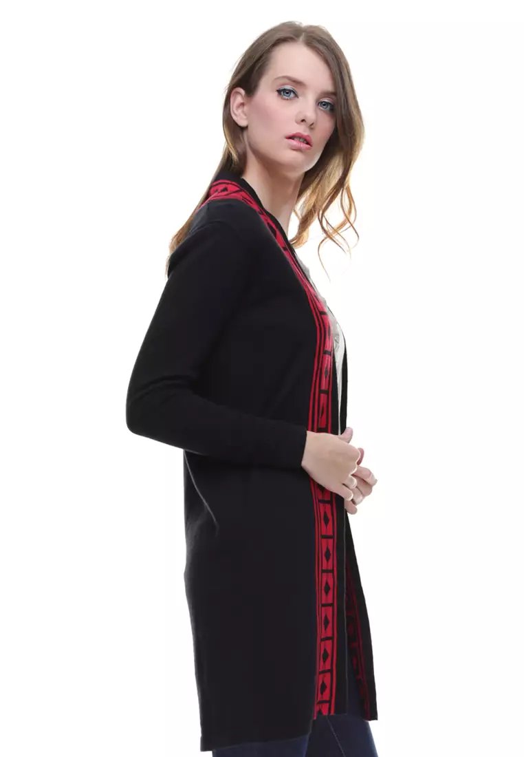 LGS - Sweater Wanita - Model Dress - Motif Merah - Hitam