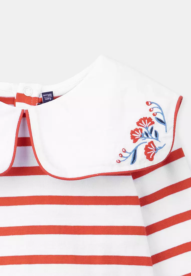 Wide Collar Sailor Striped Pullover