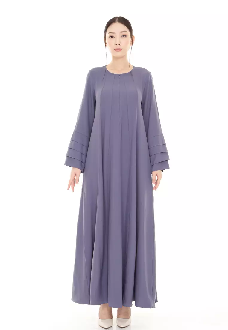 Laura Abaya Long Dress in Dusty Blue