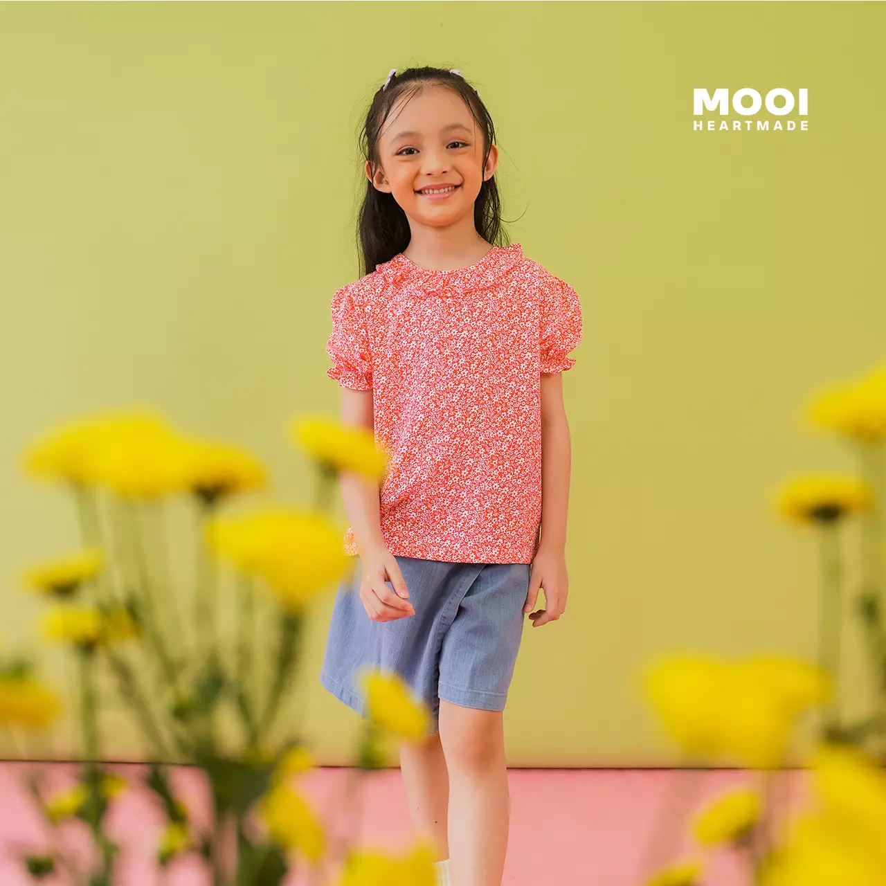 Mooi Atasan Anak Perempuan Leoni Top - Red Cherry