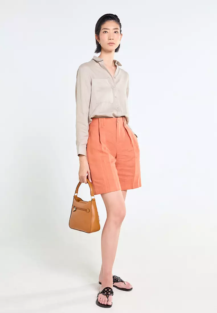 High-Waist Linen Shorts