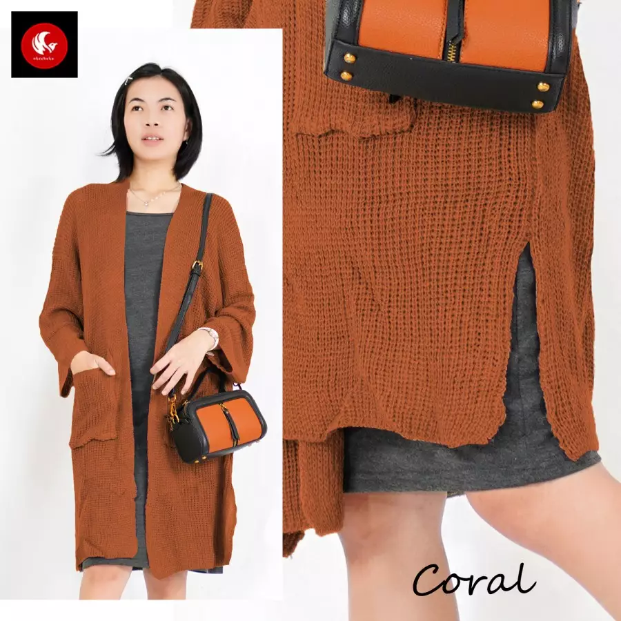 OKECHUKU Lavela Long Kardigan Oversize Wanita Knit Cardigan Big Size