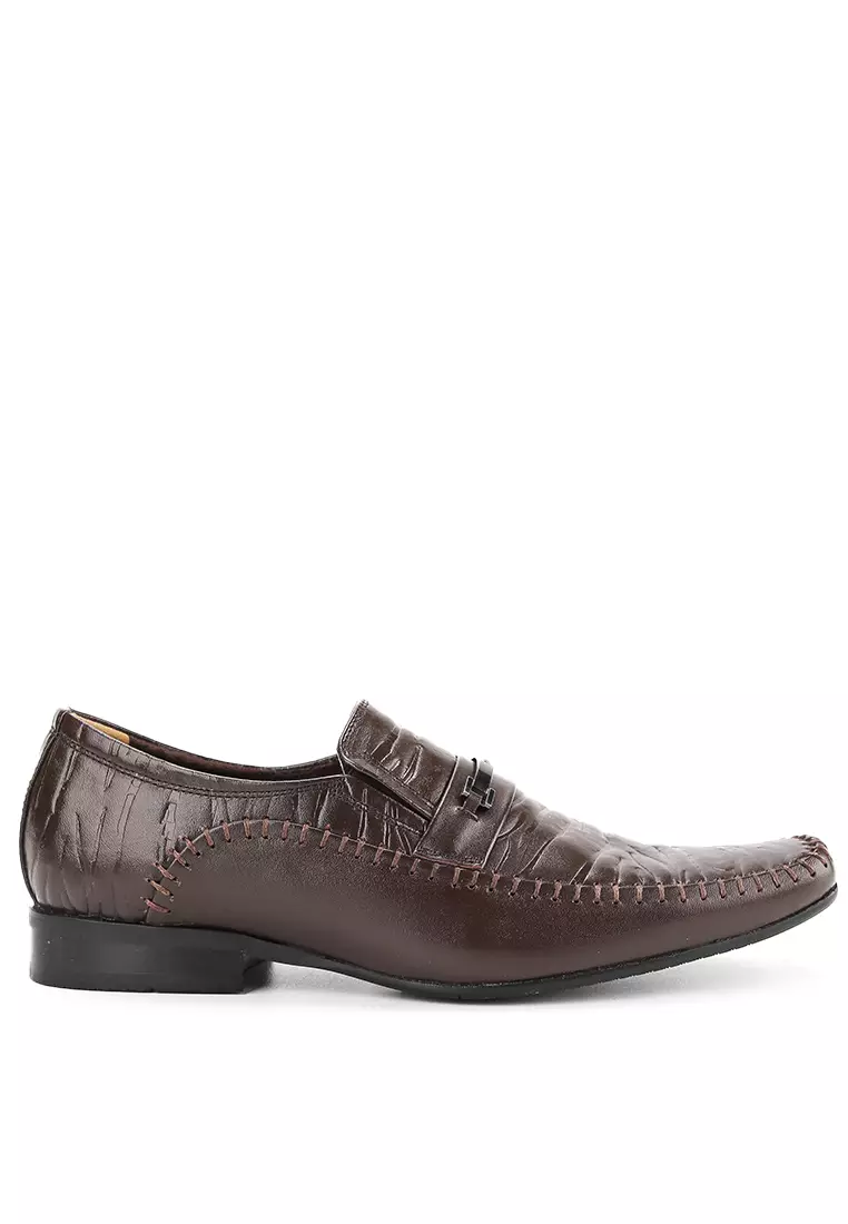 Francis Sepatu Formal Kantor Kulit Asli Pantofel Pria - Black