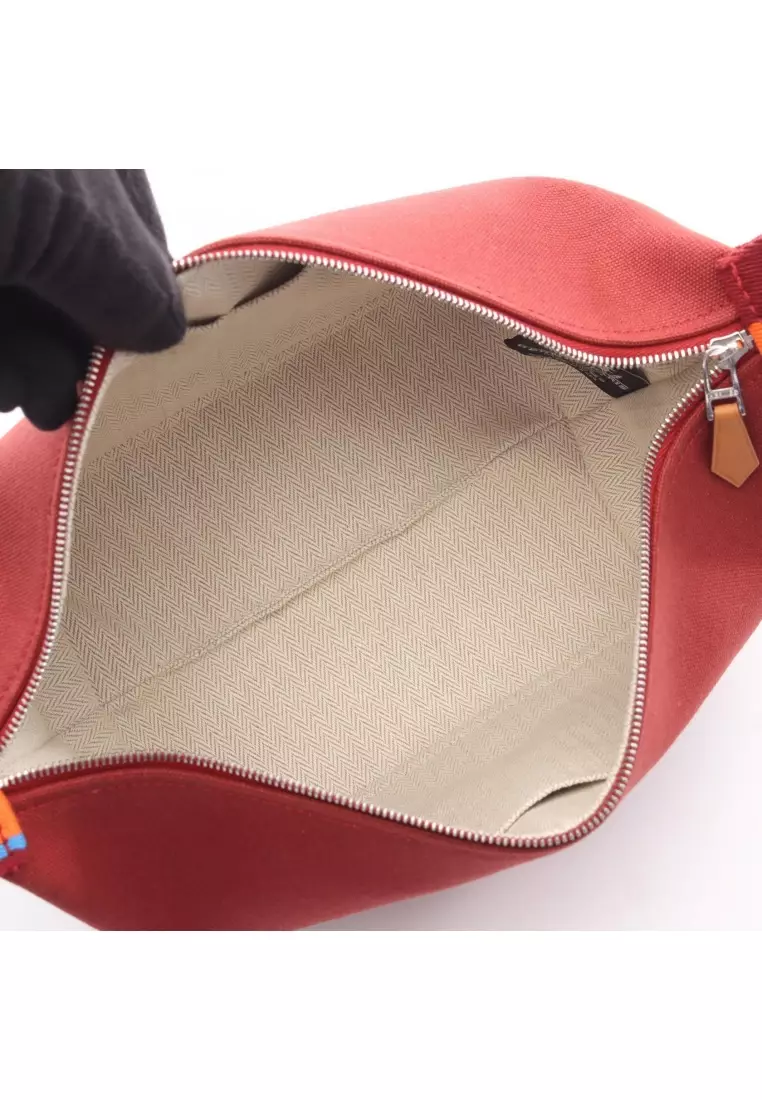 Pre-Loved Hermès Bride-a-Brac PM Hpavilion Rouge Ash Handbag canvas Brown multicolor silver hardware