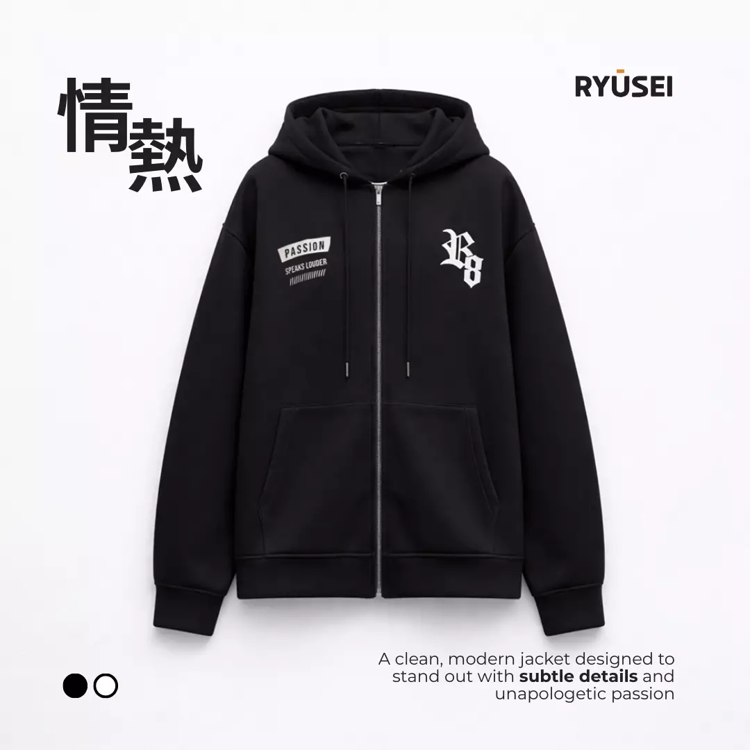 Ryusei Jaket Pria Passion Black