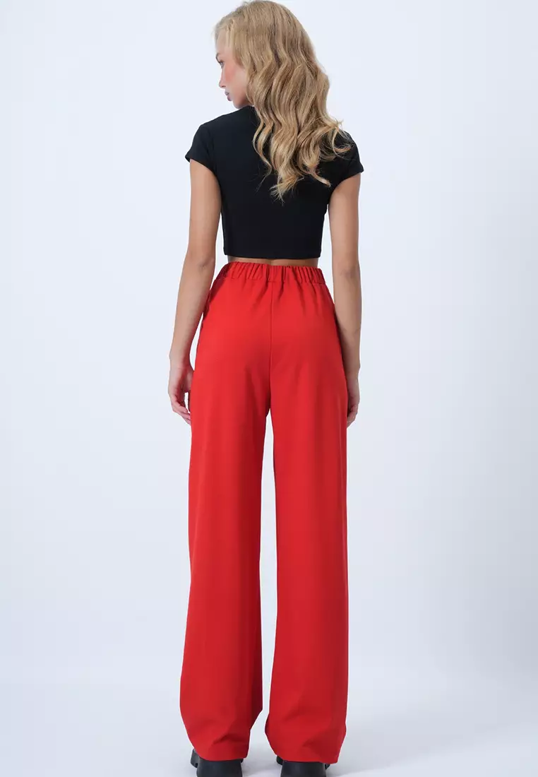 Pleated Detailed Knitted Palazzo Trousers