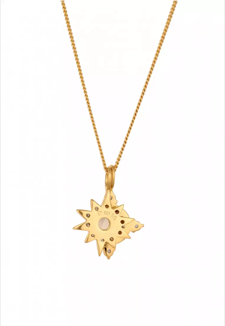 Kalung Perhiasan Perak 925 Wanita Ball Layer White Crystals Gold Plated