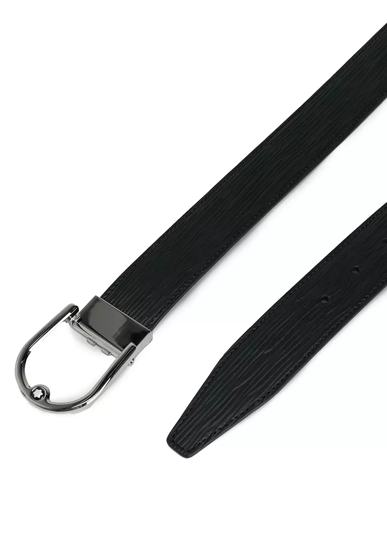 Horseshoe Buckle Printed Reversible Leather Belt 35mm (tr)