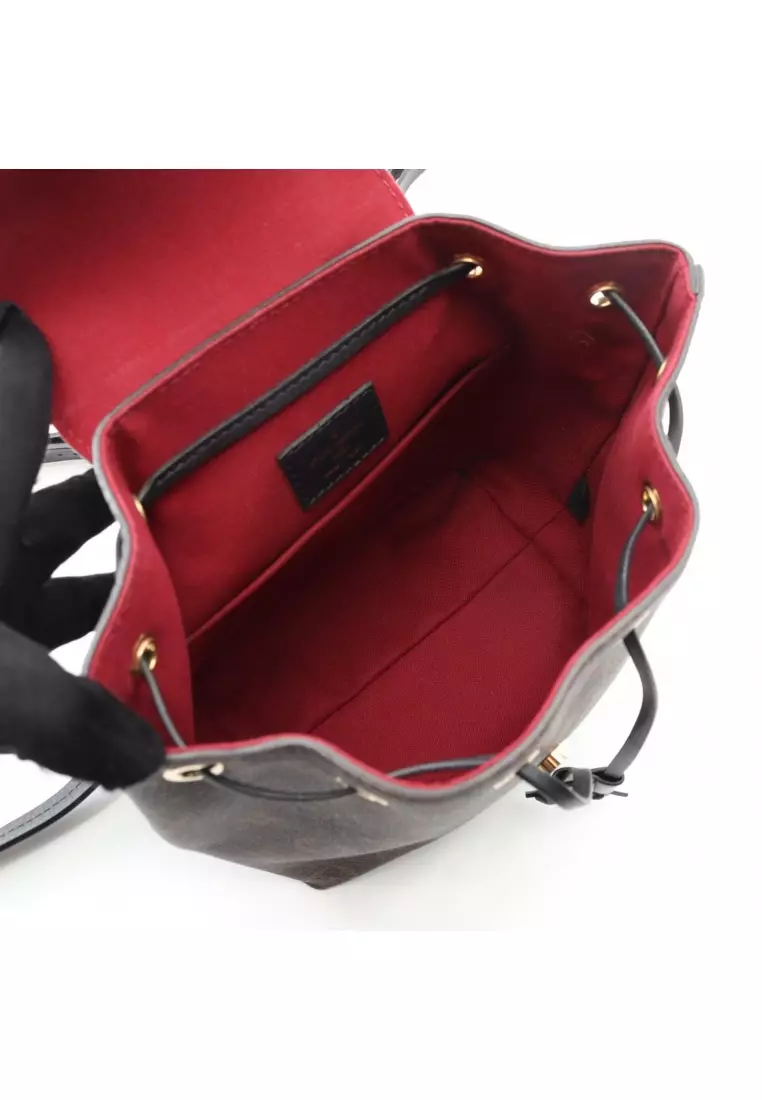 Pre-Loved Louis Vuitton Montsouris NM BB monogram Backpack rucksack PVC leather Brown black