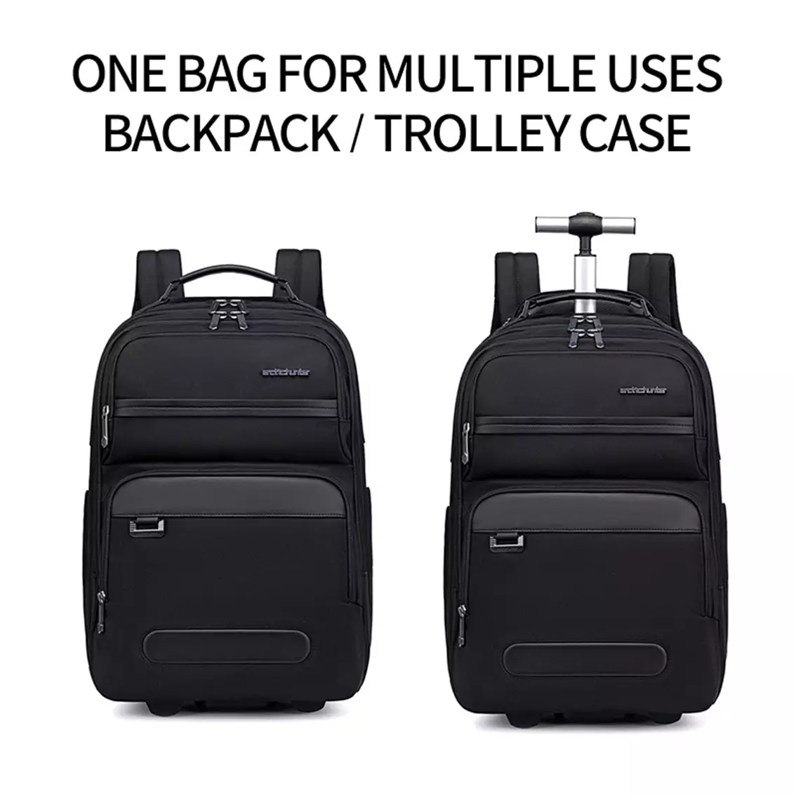 Arctic Hunter LG00656-1 Tas Ransel Semi Koper Backpack Bag Laptop USB With Wheels- Black