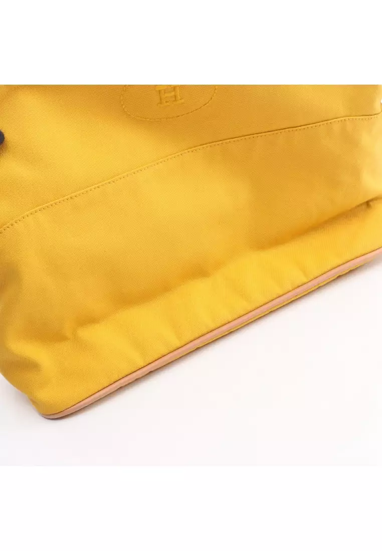Pre-Loved Hermès bolide pouch 30 cosmetic pouch canvas yellow silver hardware